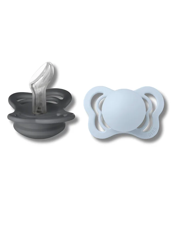 BIBS - NATURAL RUBBER LOT DE 2 SUCETTES IRON BABY BLUE TAILLE 1