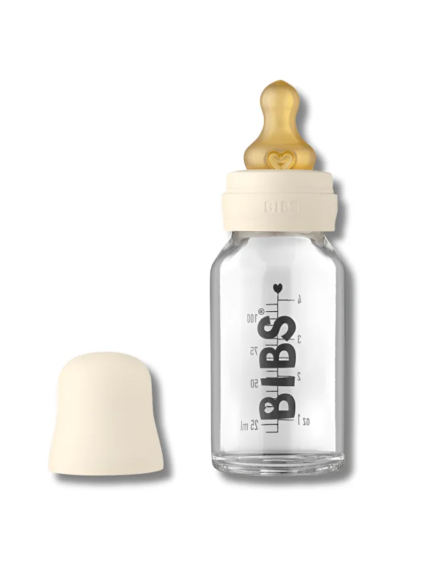 BIBS - BABY GLASS BOTTLE BIBERON EN VERRE IVORY 110ML