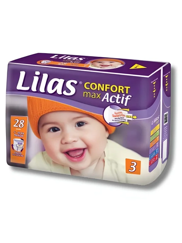 LILAS - COUCHE CONFORT MAX ACTIF 5-10 KG 28 PIECES
