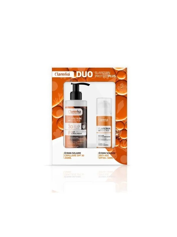 COFFRET SOLAIRE CLARENIA DUO ÉCRAN ANTIAGE SPF50+ ET ÉCRAN CAPILAIRE -40%